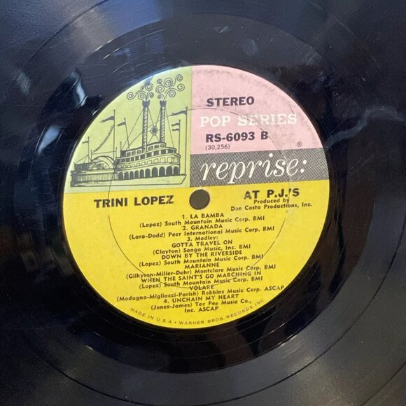 Trini Lopez Trini Lopez At PJ's (Vinyl, 1963) Reprise RS-6093 Good LP Record - Picture 9 of 12